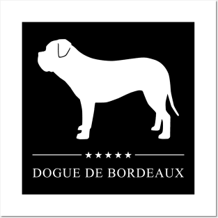 Dogue de Bordeaux Dog White Silhouette Posters and Art